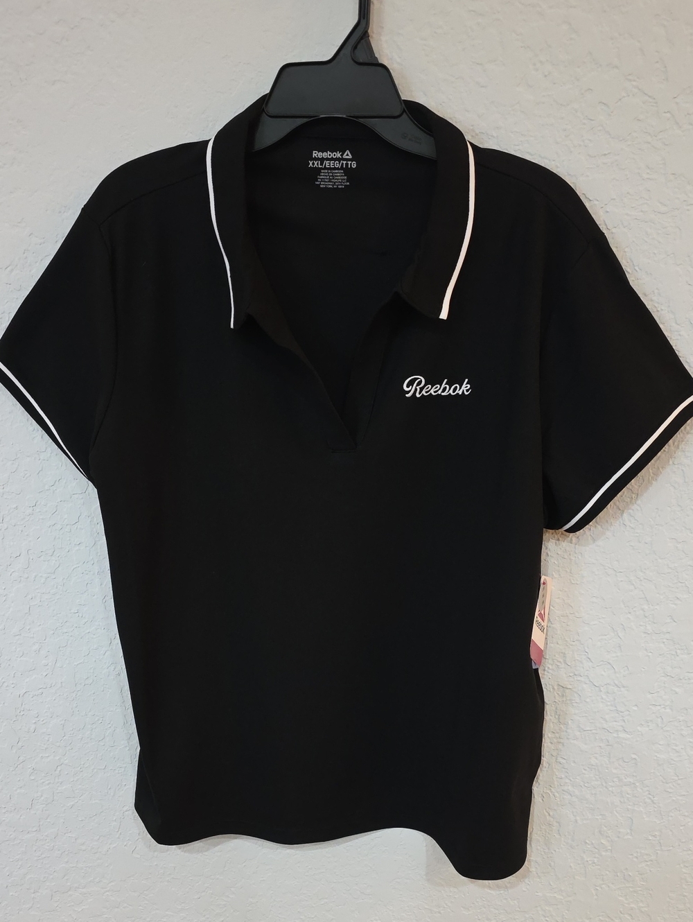 Reebok Black Polo with White Piping